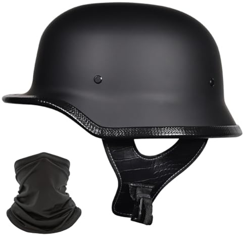 CZSBXBHD Demi-Casque Moto Allemand Vintage, Casque Allemand Moto Ouvert Adulte Demi, ECE Homologué, Casquette pour Homme Adulte Boucle à Dégagement Rapide Réglable, pour Cruiser Chopper