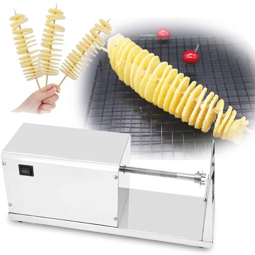 Cortadora espiral de papas, cortadora de papas eléctrica Tornado, máquina de torre de papas fritas de acero inoxidable, máquina cortadora de verduras de acero inoxidable para frutas, papas, pepinos