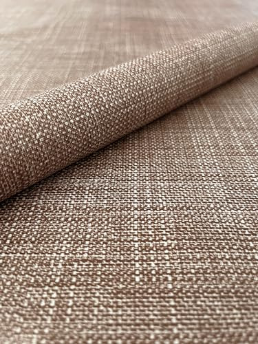 PVC Tischdecke Leinen BRAUN Meterware Wachstuch Eckig Breite & Länge wählbar abwaschbar geprägt, Größe:140 x 220 cm