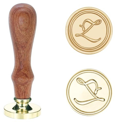 Poemluve Siegelstempel Initialen Z 25mm Wachssiegel Stempel für Einladungen zur Hochzeit mit Holzgriff Vintage Wachs Siegel Stempel Buchstaben für Umschlag Briefe Geschenkpapier Umschlag (Buchstabe Z)