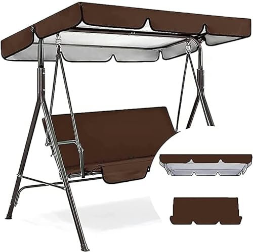 MYRDBT 3 Seat Patio Swing Canopy Top Cover Set, Replacement Swing Chair Awning Glider Swing Cover, Protection Outdoor Garden Furniture Covers