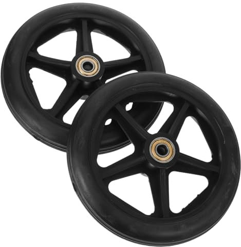 Operitacx Roues de Rechange pour Fauteuil Roulant, 2 Pcs, en Acier Inoxydable et Caoutchouc Rainuré Antidérapant, Stabilité Maximale et Mobilité Améliorée