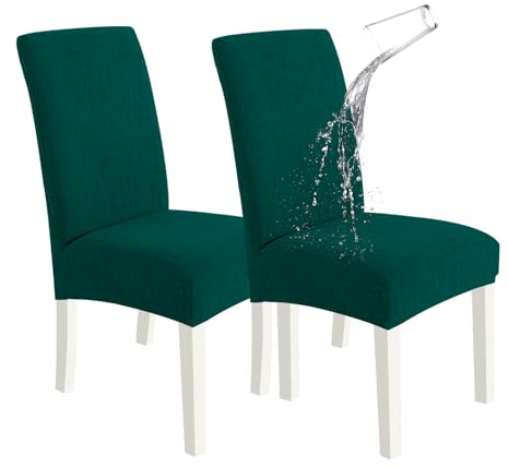 Ystyle Stretch Stuhlhussen 2er Set, Stuhlbezug Elastischer, Hussen Für Stühle Abnehmbarer, Stuhlbezüge Chair Cover Langlebig Universal, Für Bankett Deko Und Hochzeit Partys, Dunkelgrün