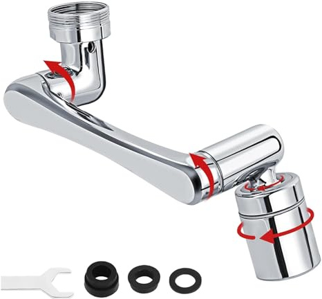 yolzhxe Prolunga Rubinetto, Aeratore per Rubinetto Universale, 1440 Gradi Estensore Girevole, Filtro Antispruzzo, Lavandino Areatore per Accessori Cucina e Bagno