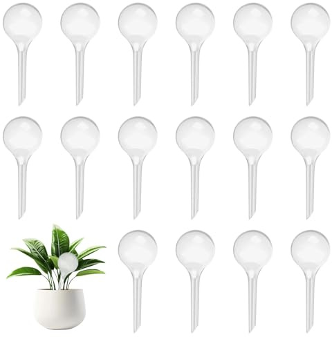 LWLWA Goutte a Goutte Plante Interieur 70 ML, 16 Pièces Reservoir Eau Plante, Design Transparent Arrosage Plante Interieur, 13 x 5 cm, Convient aux Pots et Paniers Suspendus