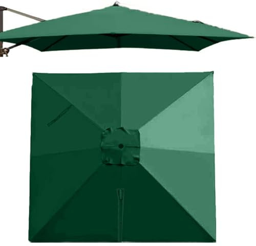 QSPNVFB 3x3cm Copertura di Ricambio per Ombrellone Quadrato 8 Stecche Ombrellone Decentrato Telo di Ricambio, Baldacchino di Ricambio per Giardino Piscina(Dark Green,Single Top 3m (x10'))