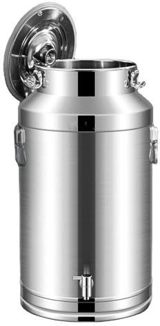 Générique Acier Inoxydable Bidon de Transport de Lait, Bidon de Baratte à Lait avec Couvercle Scellé et Robinet pour Eau, Vin, Huile, Thé, Usage Cuisine Ou Ferme,Silver-20L