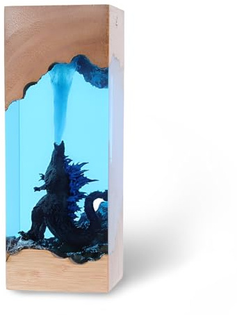 Syfunlv Epoxidharz Godzilla Nachtlicht,Godzilla Würfel Dekoration,USB Schlaf Lichter,Monster Nachttischlampe,Einstellbare Beleuchtung,7,5cm,für Raum Innenbereich Zuhause Schlafzimmer (Stil 2)