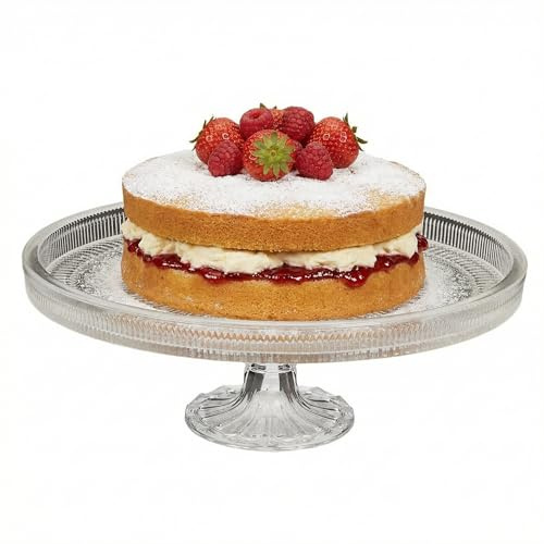 Dibor Glass Cake Stand Serving Platter with Decorative Pedestal | Cake Stand, Cake Plate, Cake Platter