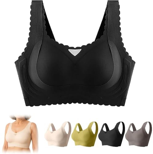 YGSIKY Reggiseni Push-up Senza Ferretto per Anziani, Comodi Reggiseni correttori del Seno di Grandi Dimensioni per Anziani, Copertura Completa della Coppa, Forte Sostegno