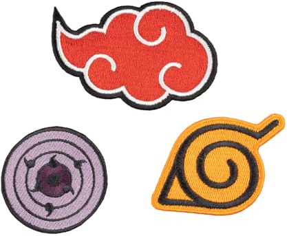 Grupo Erik Naruto Shippuden Patches zum Aufbügeln Bügelflicken | Bügelbilder für Textilien Naruto Shippuden Set 3 Bügelflicken Aufnäher Erwachsene - Anime Manga Naruto Geschenke Merch