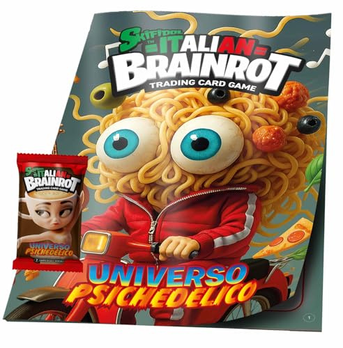 Skifidol Italian Brainrot Trading Card Album with 1 Bag of 7 Cards, Psychedelic Universe, Trading Card Game