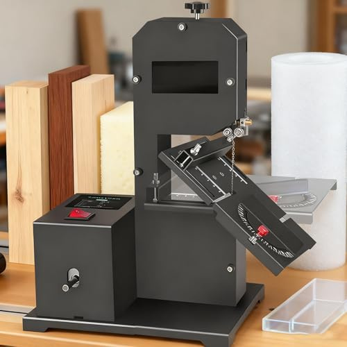 LSBHPPD Máquina Cortadora Multifuncional Sierra de Cinta 800W Profesional para Carpintería - Mesa Inclinable 0-45°,Altura de Corte 70 mm,para Cortar,Pulir,Amolar y Lijar Madera,Espuma y Metales