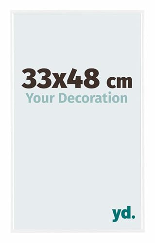 yd. Your Decoration - Cornice 33x48 cm - Bianco Lucente - Decorativa Parete in Plastica con Vetro in acryl - Antiriflesso - 33x48 Cornice - Evry