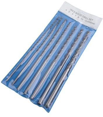Gatuida Juego de Brocas para Madera de Acero al Carbono de 300 MM 7 Piezas Diámetros de 1/8' a 1/2'' Brocas Largas Multifuncionales para Madera Dura Contrachapado y ABS Ideales para