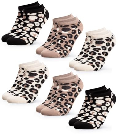 Occulto ankel strumpor leopardmönster kvinnor 6 pack (modell: Kira)