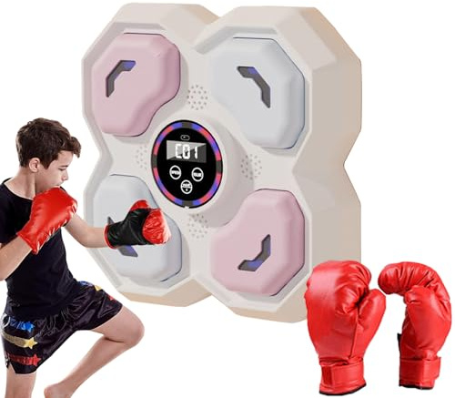 Interaktiver Boxtrainer,Drahtloses Smart Home Trainingsgerät Mit Beleuchtung,Wandmontierte Musik Punching Maschine - Für Frauen Mädchen Jugendliche Teenager Söhne Töchter Familie Freunde Indoor Heimtr