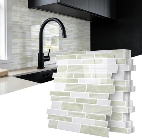 Vieshful Fliesenaufkleber 30x30 cm PVC Marmoroptik 10 Stück Hellgrau | Selbstklebende Fliesenfolie,Spritzschutz für Bad und Küche,Schnelle Renovierung ohne Werkzeug