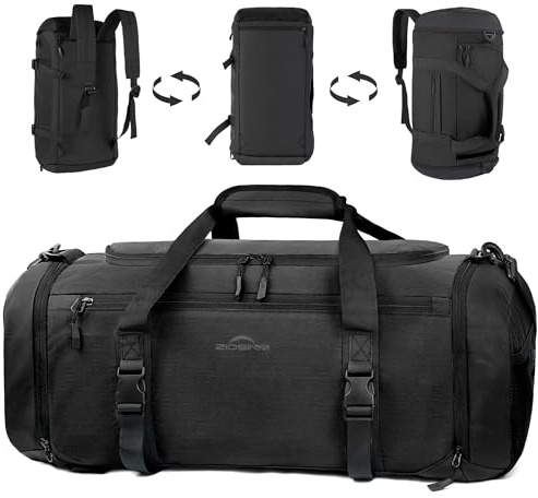 ZIOSINM Bolsa Deporte Hombre, 36L Mochila Gimnasio Hombre, Bolsa de Viaje Impermeabile Oxford con Compartimento para Zapatos, Compartimento para Artículos Húmedos y Capa Aislante (Negro)