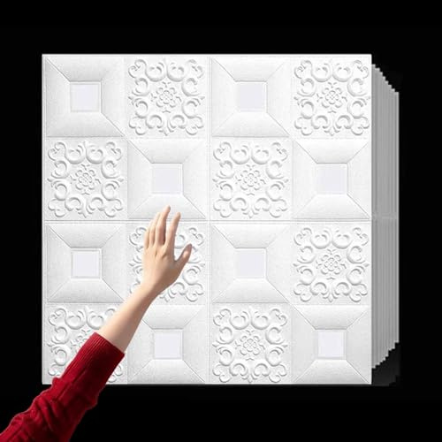 Vibeo Carrelage Adhesif Mural Dalles de Faux-Plafond en Mousse 3D à Coller, Crédence Autocollante de 1 mm D'épaisseur, 70X70 cm Panneaux Muraux à Coller pour la Murale(Style E,100 pcs)