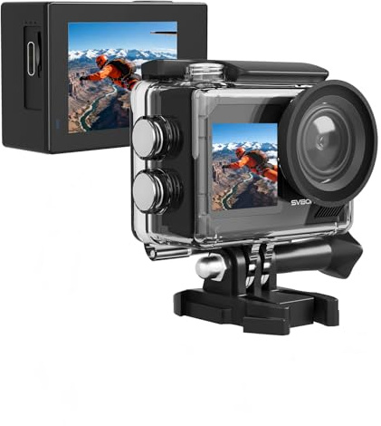 SVBONY SVGo2 Action Cam 4K Dual Screen per Viaggio Snorkeling | Telecamera subacquea a 30 fps con touch screen, stabilizzazione EIS 2.0, impermeabile fino a 30 m, grandangolo di 140°, Wi-Fi