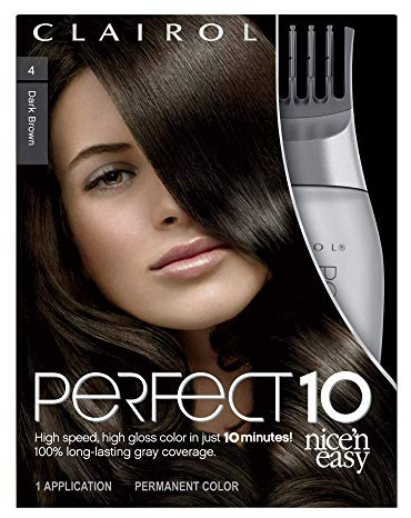 Clairol Nice'n Easy Perfect 10 Permanent Hair Dye, 4 Dark Brown Hair Color, Pack of 2