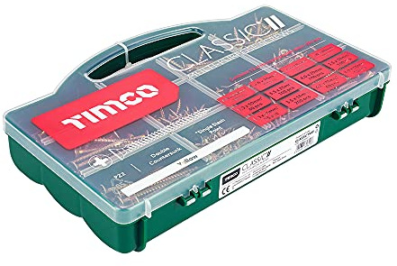 TIMCO Classic Multi-Purpose Countersunk Woodscrews - Gold - Assorted Case - 895pcs