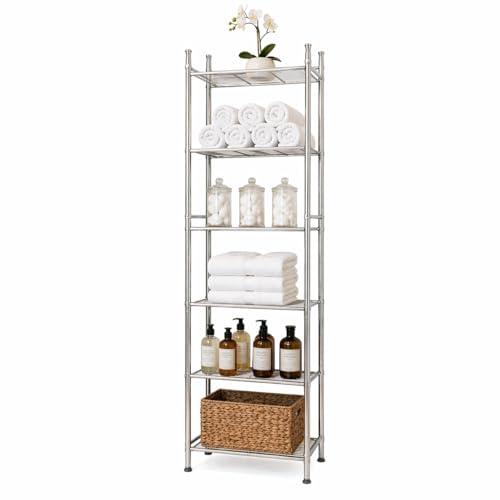 Honey-Can-Do BTH-03484 6 Tier Metal Tower Bathroom Shelf, 12.6â€ L x 11â€ W x 59.8â€ H, Chrome