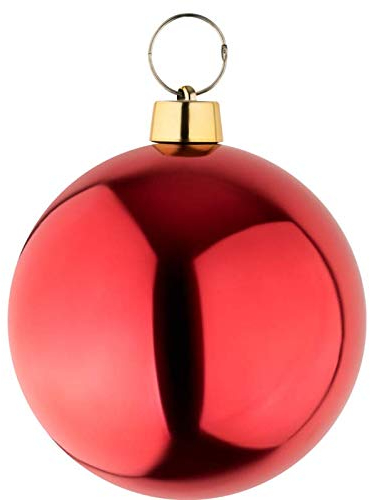 Große Weihnachtskugeln Christbaumkugel rot glänzend 25 cm Durchmesser. Hochwertig für Innen und wetterfest für Aussenbereich. Mit Stahlring zur einfachen und wiederverwendbaren Befestigung