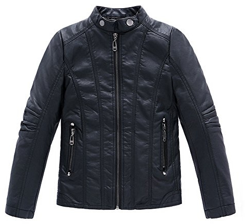 LJYH Boy's&girl's Collar Faux Motorcycle Leather Jackets Kids Spring Biker Coats Black 3/4yrs（100cm）