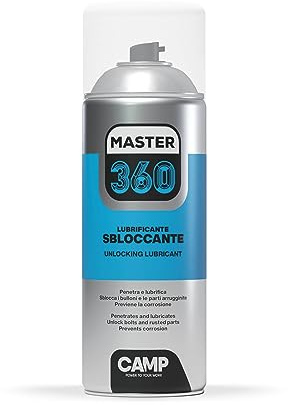 CAMP Master 360- Lubrificante Supersbloccante Spray a Elevato Potere Penetrante, Ottimale per Lubrificare Viti Bulloni e Dadi, Protegge da Umidità, Ruggine e Congelamento, 400ml