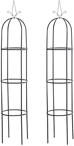 CLP Tuteur pour Plantes Grimpantes ROMANTIKA V2 en Forme d'Obélisque en Métal Hauteur 190 cm, Couleur:Noir, Taille:Lot de 2