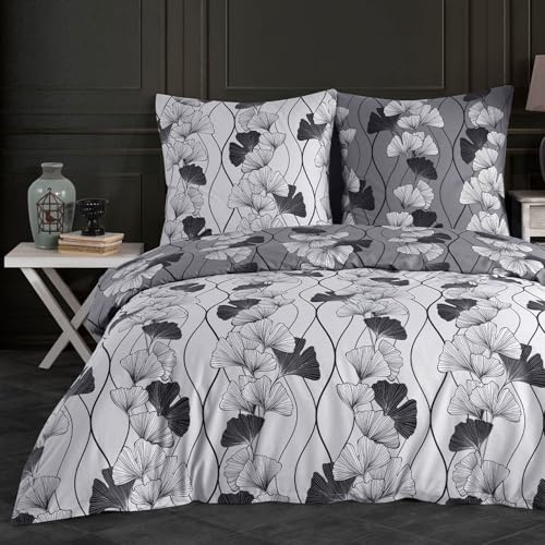 Buymax Bettwäsche 200x220 cm – Bettwäsche Set 3-teilig 200 x 220 cm, Renforcé 100% Baumwolle, Bettbezug mit 2 Kissenbezügen 80x80 cm, Oeko-TEX, Reißverschluss, weich und atmungsaktiv