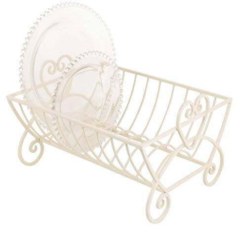 Cast Iron Heart 10 Compartment Kitchen Sink Dish Drainer Drying Rack (T592) | Ivory White, Plate Drainer, Sink Accessories, Recycled Metal