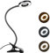 Akynite Clip on Desk Light with USB Cable, 48 LED Bedside Reading Lamp Dimmable, 3 Colors & 10 Brightness, 35cm Gooseneck Clip Bed Light for Reading, Clamp Desk Ring Lamp for Craft Video Calls, Black
