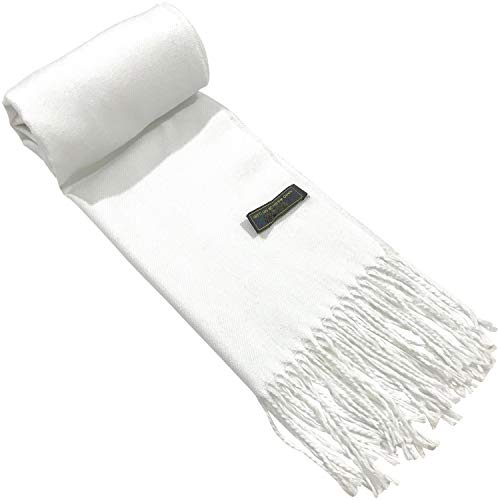 Herr nepalesisk enfärgad design mode stickad halsduk halsdukar höst/vinter ansikte skydd CJ kläder ny, Vitt, en storlek
