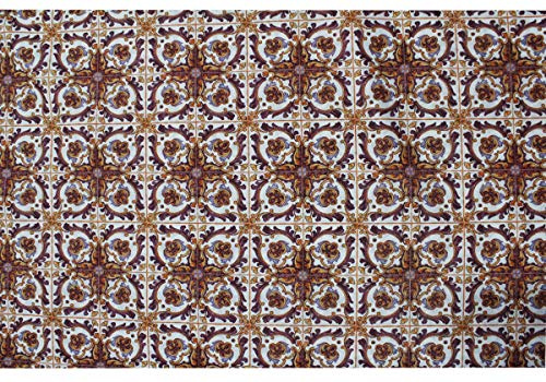 Russo Tessuti Tessuto Cotone Doppio Mattonella Vietrese Vietri Capri 270x280 cm Rosso Blu Verde-Arancione-270x280