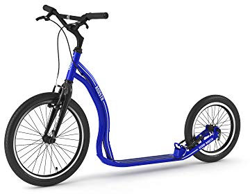 Yedoo Rodstr Tretroller - bis 150 kg, Kickscooter mit Luftreifen 20/16 - Big Wheel Roller Scooter für Erwachsene aus Aluminiumlegierung mit verstellbaren Lenker, Dogscooter, Gewicht 7,4 kg (Blue)