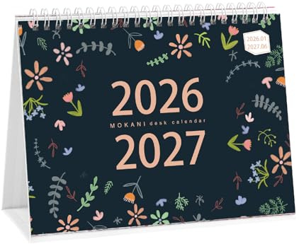 Desk Calendar 2026-2027, Monthly Desktop Calendar(Jan. 2026 - Jun. 2027, 10 x 8.25), Standing Flip Calendar with Thick Paper, Academic Year Standing Desk Calendar with Planner Stickers