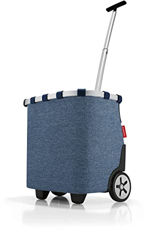 reisenthel carrycruiser in Twist Blau – Tragbarer Einkaufstrolley mit stabilem Aluminiumrahmen, Schultergurt und herausnehmbarer Netz-Innentasche – Aus wasserabweisendem Material
