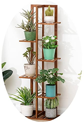 Mehrschichtiger Bambusblumenständer Raumhohe Mehrschichtige Wohnzimmerregale Dekorativer Blumentopfständer Auf Dem Balkon Gesunde Bambusmöbel (Color : Brown, Size : 125cm)