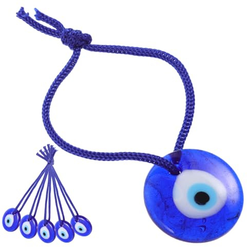 HOMSFOU Türkisches Auge Anhänger 6Er Set Nazar Boncuk Zum Aufhängen Blaue Augen Dekor Wanddekoration Für Zimmer Auto Und Spiegel Glasperlen 10.50 X 2.50 X 0.30 cm