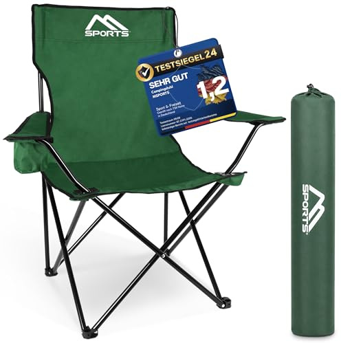 MSPORTS Campingstuhl Premium inkl. Tragetasche Anglerstuhl Faltstuhl - auswählbar als 2er Set - Klappstuhl mit Armlehne und Getränkehalter praktisch robust leicht Camping Stuhl