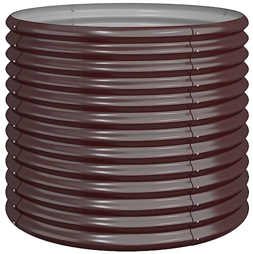 vidaXL Pflanzkübel Blumenkübel Hochbeet Blumenkasten Pflanzgefäß Pflanzkasten Blumentopf Garten Verzinkter Stahl 80x80x68cm Braun