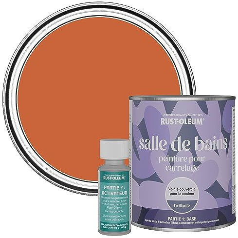 Rust-Oleum Orange Water-Resistant Bathroom Tile Paint in Gloss Finish - Tiger Tea 750ml
