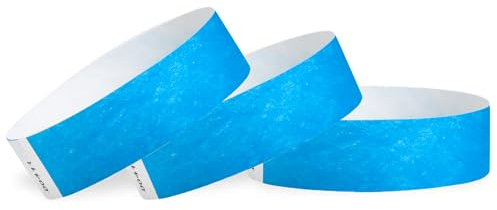 1,200 WristCo Neon Blue Tyvek Wristbands for Events - Tamper-Proof Design & Fluorescent Color Prevent Reuse Premium-Grade Bracelets for Hospital & Medical ID, Party & VIP Identification