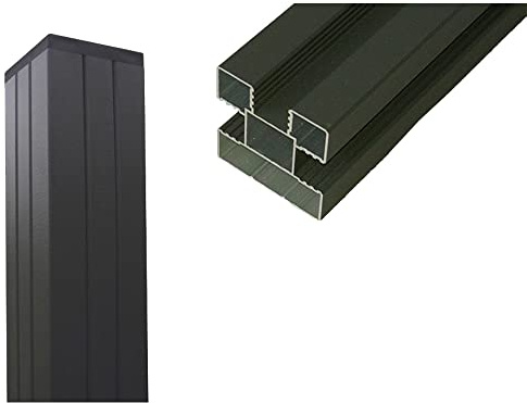 Universal WPC Pfosten (Alu) für Sichtschutz/Steckzaun, 68 x 68 mm, silber anthrazit (Länge: 1,95 m)