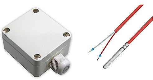 iOVEO 001AF02200 - Aussenfühler/Aussentemperaturfühler, 2-Leiter Anschluss, Fühler Heizung & 036HS02202 - PT1000 Kabelfühler/Temperaturfühler/Solarfühler/Temperatursensor mit Silikon-Leitung bis 200°C