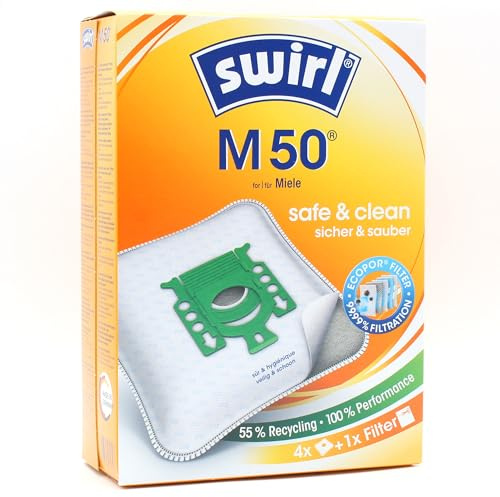 PakTrade 4 Original Swirl M50 - M 50 Staubsaugerbeutel | kompatibel mit Miele Compact - S6, Compact C1 Ecoline, Compact C1 Powerline, Compact C1 Serie, Compact C1 Twister Ecoline