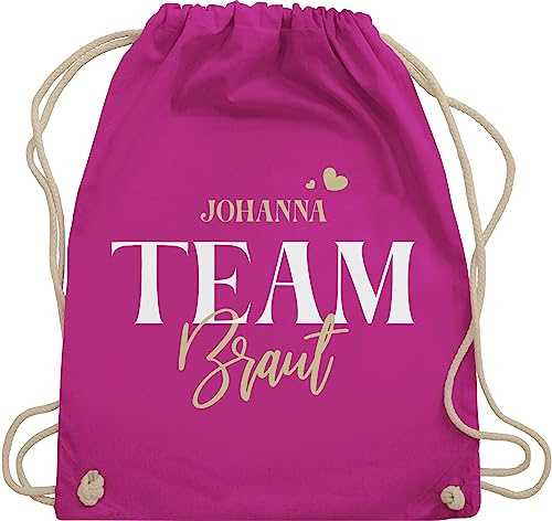 Turnbeutel Rucksack - JGA Junggesellenabschied - Team Braut Bride Team Crew - Unisize - Fuchsia - junggesellinnenabschied beutel polter rucksäcke jungesellenabschied herzen stoffbeutel gefolge der